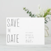 モダンミニマルタイポグラフィーの結婚式Save the Date 招待状 (スタンド正面)