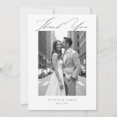 モダンミニマルタイポグラフィーカリグラフィーウェディング サンキューカード (正面)