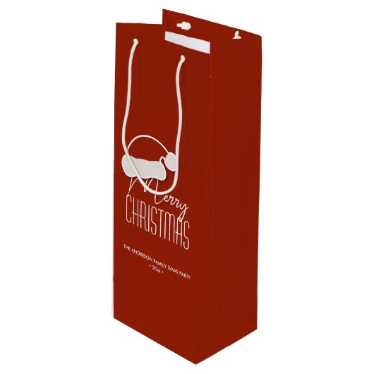 モダンミニマルタイポグラフィー メリークリスマス ワインギフトバッグ (正面アングル)