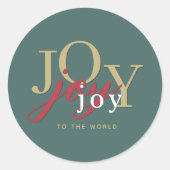 モダンミニマルタイポグラフィー 喜びに満ちた世界 ホリデー ラウンドシール (正面)