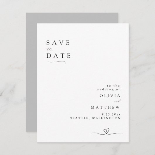 モダンミニマルタイポグラフィー Save the Date セーブザデート (正面/裏面)