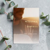 モダンミニマルタイポグラフィ写真の保存日付 箔招待状