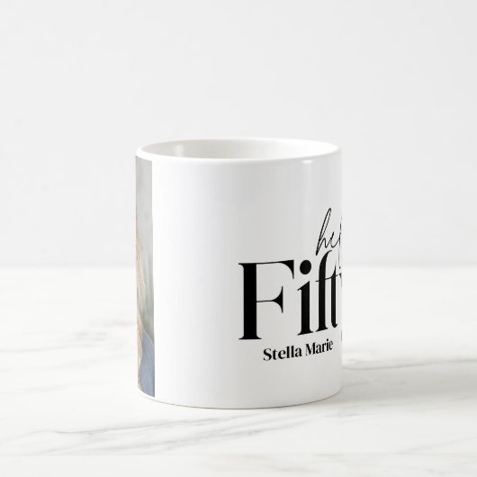 モダンミニマルタイポグラフィ写真50歳 コーヒーマグカップ (中央)