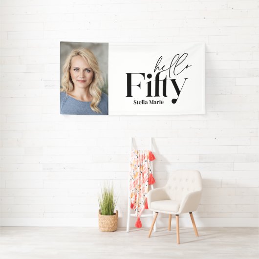 モダンミニマルタイポグラフィ写真50歳 横断幕 (インサイチュ)