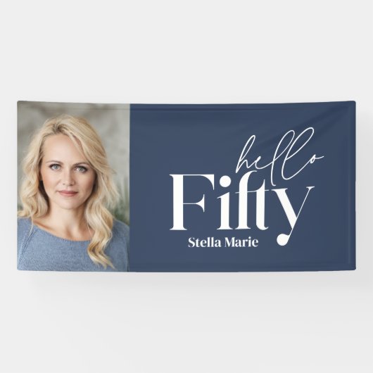 モダンミニマルタイポグラフィ写真50歳 横断幕 (横)