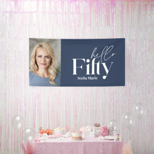 モダンミニマルタイポグラフィ写真50歳 横断幕