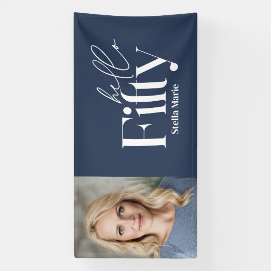 モダンミニマルタイポグラフィ写真50歳 横断幕 (縦)