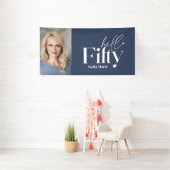 モダンミニマルタイポグラフィ写真50歳 横断幕 (インサイチュ)