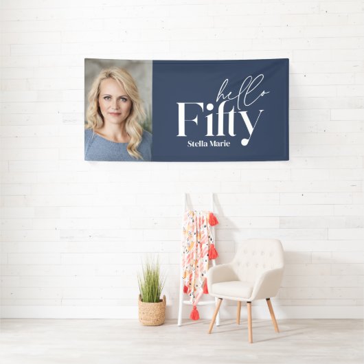 モダンミニマルタイポグラフィ写真50歳 横断幕 (インサイチュ)