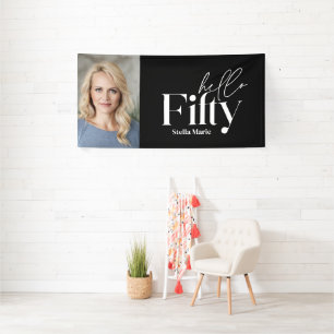 モダンミニマルタイポグラフィ写真50歳 横断幕