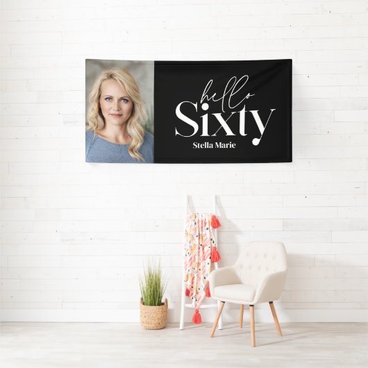 モダンミニマルタイポグラフィ写真60歳 横断幕 (インサイチュ)