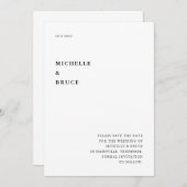 モダンミニマルタイポグラフィ白黒結婚ズ セーブザデート (正面/裏面)