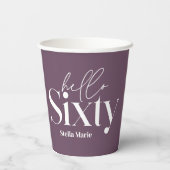 モダンミニマルタイポグラフィ紫60歳 紙コップ (裏面)