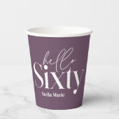 モダンミニマルタイポグラフィ紫60歳 紙コップ (正面)