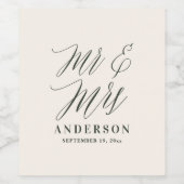 モダンミニマルタイポグラフィ結婚の ワインラベル (シングルラベル)