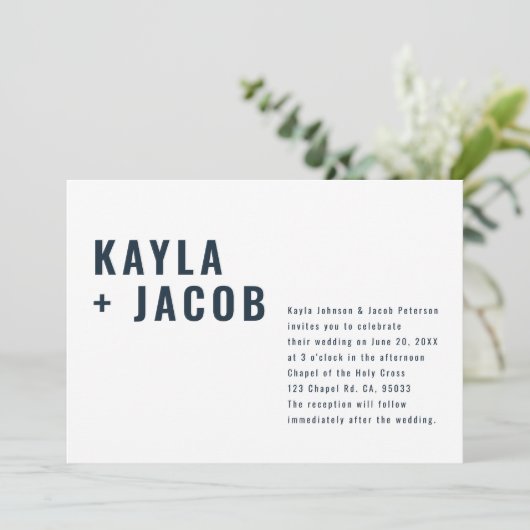 +モダンミニマルタイポグラフィ結婚式招待状 招待状 (スタンド正面)