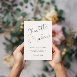 モダンミニマルタイポグラフィ結婚 招待状