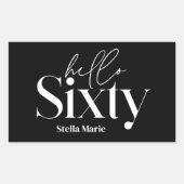 モダンミニマルタイポグラフィ黒番60歳 長方形シール (正面)