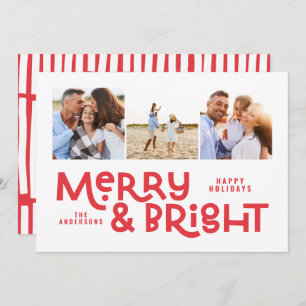 モダンミニマルタイポグラフィ3写真クリスマスおもしろいホー シーズンカード