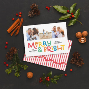 モダンミニマルタイポグラフィ3写真クリスマスおもしろいホー シーズンカード