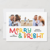 モダンミニマルタイポグラフィ3写真クリスマスおもしろいホー シーズンカード (正面)