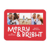 モダンミニマルタイポグラフィ3写真クリスマスおもしろいホー マグネット (横)