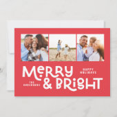 モダンミニマルタイポグラフィ3写真クリスマスおもしろい シーズンカード (正面)