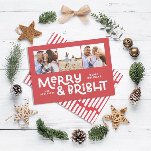 モダンミニマルタイポグラフィ3写真クリスマスおもしろい シーズンカード