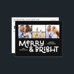 モダンミニマルタイポグラフィ3写真クリスマスおもしろい シーズンポストカード<br><div class="desc">すべては穏やかではないかもしれないが、すべてはまだ、このおもしろいモダンカラフルクリスマスカードで明るい。3つの正方形の写真の宇宙で、色の選択で利用可能。</div>