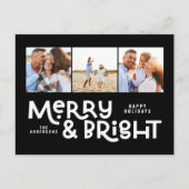 モダンミニマルタイポグラフィ3写真クリスマスおもしろい シーズンポストカード (正面)