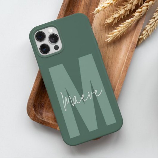 モダンミニマルタイポグラフィ・モノグラム・セージ・グリーン Case-Mate iPhoneケース