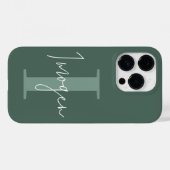 モダンミニマルタイポグラフィ・モノグラム・セージ・グリーン Case-Mate iPhoneケース (裏面 (横))