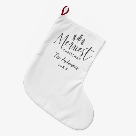 モダンミニマルタイポグラフィ ラージクリスマスストッキング (正面 (吊り時))