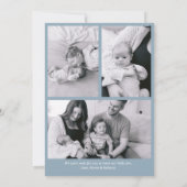 モダンミニマルダスティブルー生まれたばかりのベビー誕生 案内状 (裏面)