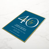 モダンミニマルティール（緑がかった色）40Script誕生日 箔招待状 (回転した状態)