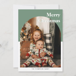 モダンミニマルディープグリーン写真アーチ シーズンカード