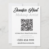 モダンミニマルトレンディーメイクアップアーティストQRコード 招待状 (裏面)