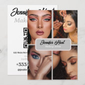 モダンミニマルトレンディーメイクアップアーティストQRコード 招待状 (正面/裏面)