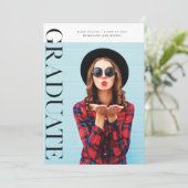 モダンミニマルトレンディー | 写真の卒業 案内状 (スタンド正面)