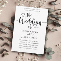 モダンミニマルハートブラック&ホワイト結婚ズ