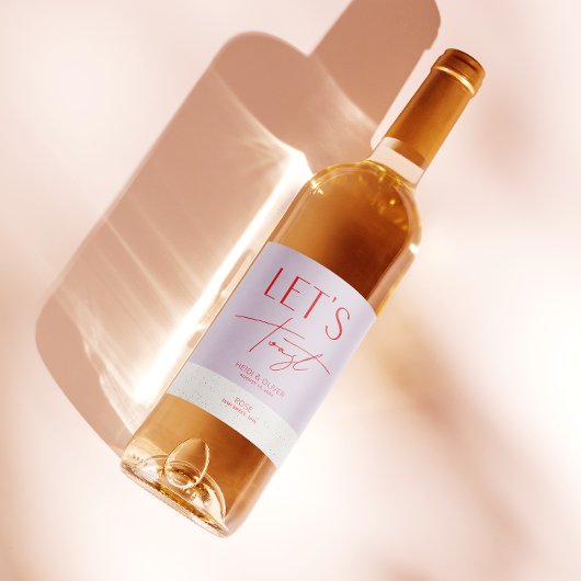 モダンミニマルパーソナライズされた紫結婚ボトル ワインラベル