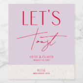 モダンミニマルパーソナライズされた紫結婚ボトル ワインラベル (シングルラベル)