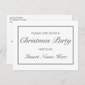 モダンミニマルパーティの招待状 案内ポストカード (正面/裏面)