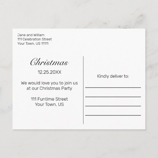 モダンミニマルパーティの招待状 案内ポストカード (裏面)