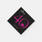 モダンミニマルピンクリップ四十誕生日 スタンダードカクテルナプキン (角)