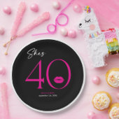 モダンミニマルピンクリップ四十誕生日 ペーパープレート (パーティー)