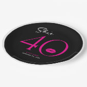 モダンミニマルピンクリップ四十誕生日 ペーパープレート (アングル)