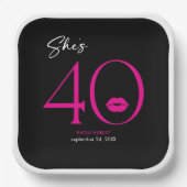 モダンミニマルピンクリップ四十誕生日 ペーパープレート (正面)