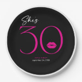 モダンミニマルピンク唇3誕生日 ペーパープレート (正面)