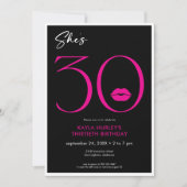 モダンミニマルピンク唇30歳誕生日QR 招待状 (正面)